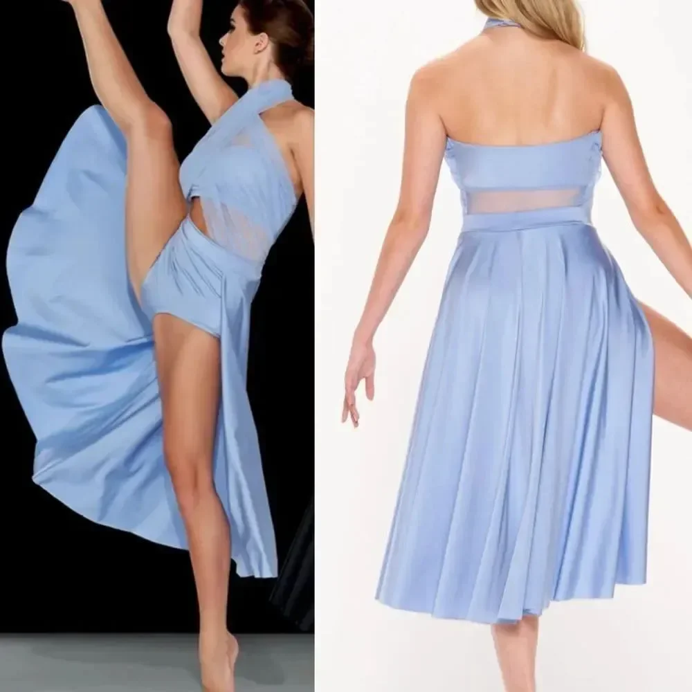 Kelle dance competition contemporary lyrical costume blue dress STAY 8408 MA